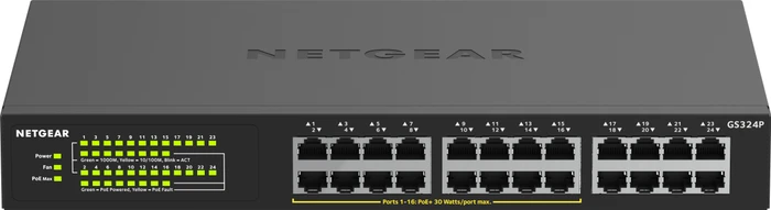 Netgear SOHO GS300 Desktop Gigabit Switch, 24x RJ-45, 190W PoE+