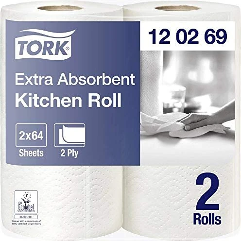 Tork Küchenrollen 2-lagig, 24 Rollen (12 Pack à 2 Rollen) weiß, 22.7 cm