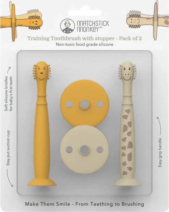 Matchstick Monkey Baby Training Toothbrush lion/giraffe, 2 Stück
