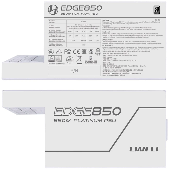 Lian Li EDGE Platinum 850 weiß 850W, ATX 3.1