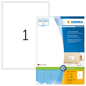 Herma Etiketten Premium, 199.6x289.1mm, weiß, matt, 100 Blatt (100 Etiketten)