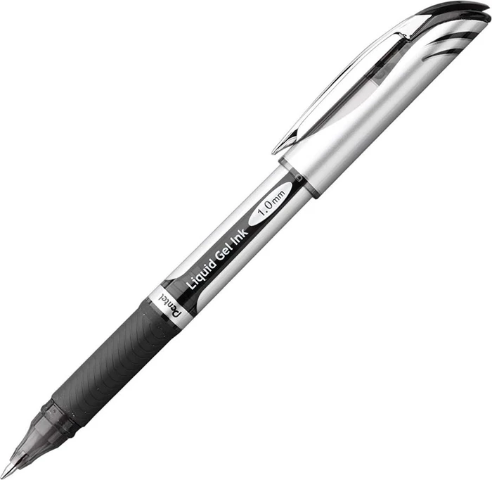 Pentel EnerGel BL110 1.0mm/0.5mm Gelroller schwarz/silber, 12er-Pack