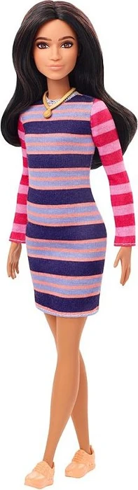 Mattel Barbie - Fashionistas Puppe im bunt gestreiften Kleid