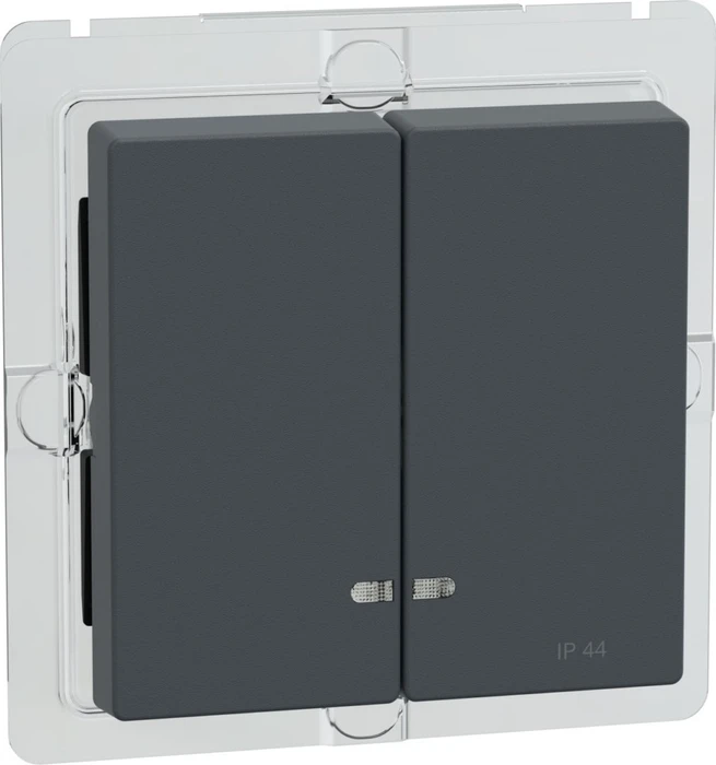 Merten System M Doppelwippe Kontrollfenster IP44 Thermoplast edelmatt, anthrazit