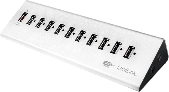 LogiLink Aluminium USB-Hub, 11x USB-A 2.0, USB 2.0 Micro-B [Buchse]