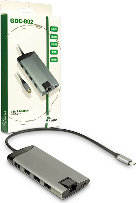 Inter-Tech Argus GDC-802 Multiport-Adapter, USB-C 3.0 [Stecker]