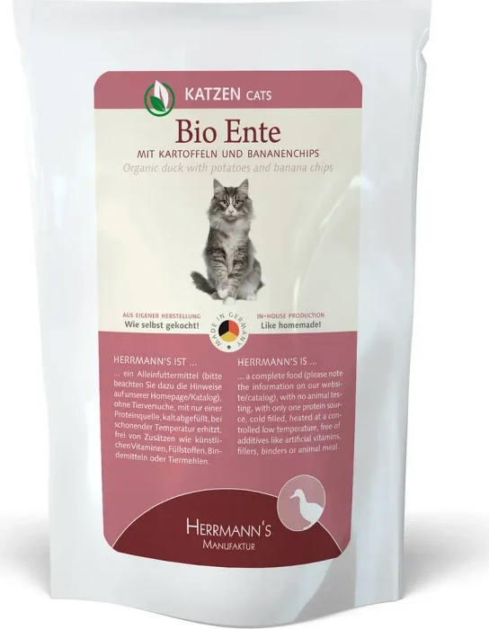 Herrmann's Manufaktur Bio Ente mit Kartoffeln und Bananenchips, 2kg (20x 100g)