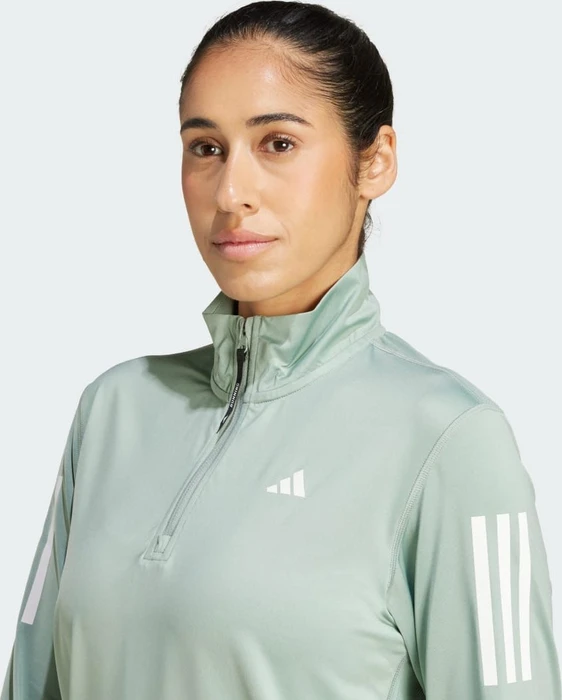 adidas Own The Run Half-Zip Laufshirt langarm silver green (Damen)