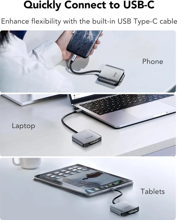 Lexar Professional CFexpress 2.0 Type B Single-Slot-Cardreader RW510, USB-C 3.1 [Stecker]