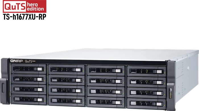 QNAP QuTS hero TS-h1677XU-RP-3700X-32G 160TB, 32GB RAM, 2x SFP+ 10Gb/s, 2x RJ-45 1000Base-T, 3HE