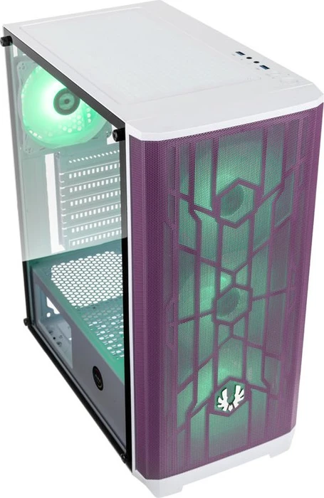 BitFenix Nova Mesh SE TG 4ARGB, weiß/violett, inkl. 4x Lüfter, Lüfter LED RGB, Glasfenster
