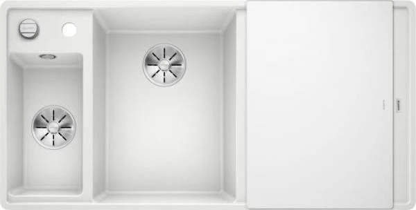 Blanco Axia III 6 S-F InFino Becken links mit Ablauffernbedienung weiß inkl. Glasschneidebrett