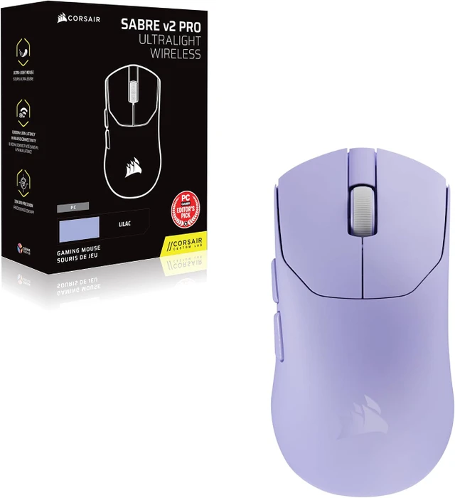 Corsair Sabre v2 Pro Ultralight Wireless, Lilac, USB
