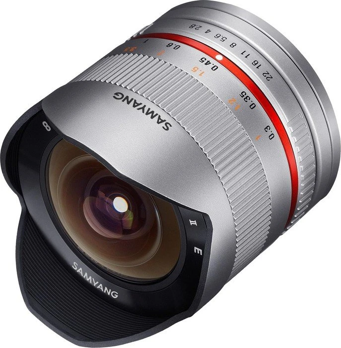 Samyang 8mm 2.8 UMC Fisheye II für Fujifilm X silber