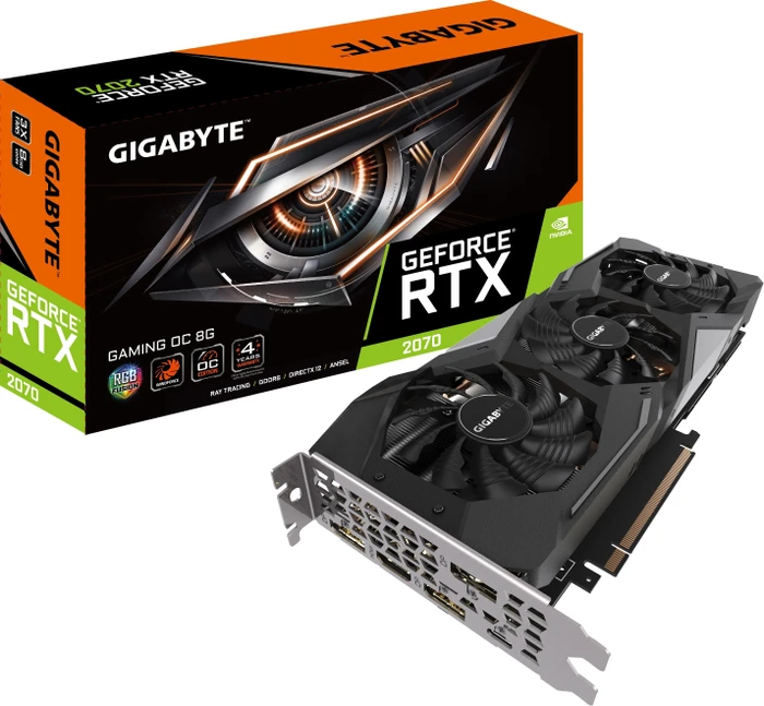 GIGABYTE GeForce RTX 2070 Gaming OC 8G, 8GB GDDR6, HDMI, USB-C, 3x DP
