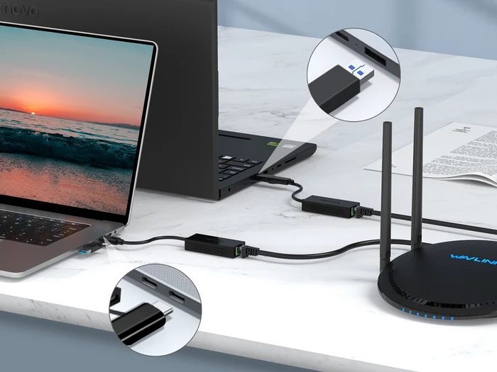 Wavlink WL-NWU331GCA, 2.5G LAN-Adapter, RJ-45, USB-C 3.0/USB-A 3.0 [Stecker]