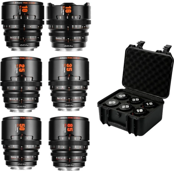 7artisans Hope 10/16/25/35/50/85mm T2.1 S35 Cine 6 Lens Set Schwarz für Micro-Four-Thirds