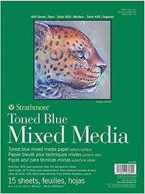 Strathmore 400 Series Toned Mixed Media Zeichenblock, 230x305mm, glatt, blau, 15 Blatt