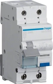 Hager Fehlerstrom-Leitungsschutzschalter 1P+N 6kA B-16A 30mA AC Typ