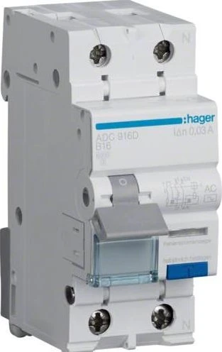 Hager Fehlerstrom-Leitungsschutzschalter 1P+N 6kA B-16A 30mA AC Typ