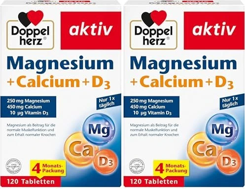 Doppelherz Magnesium + Calcium + D3 Tabletten, 120 Stück