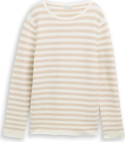Tom Tailor Rundhalsausschnitt Strickpullover sand stone offwhite stripe (Damen)