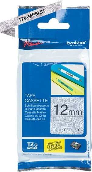 Brother TZe-MPSL31 Beschriftungsband, 12mm, schwarz/silber (Muster)