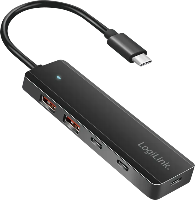 LogiLink Ultra-Slim USB-Hub, 2x USB-C 3.1/2x USB-A 3.1, USB-C 3.1 [Stecker]
