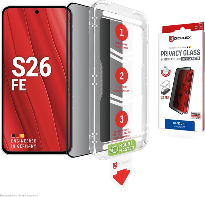 Displex Privacy Glass mit Mount Master für Samsung Galaxy S26 FE