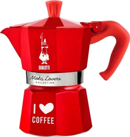 Bialetti Moka Express Collection I love coffee 3 Tassen Espressokanne rot