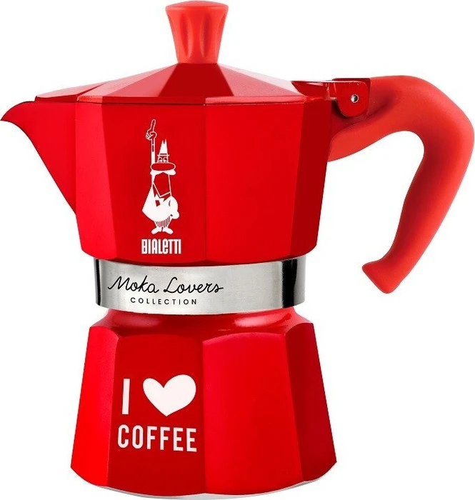 Bialetti Moka Express Collection I love coffee 3 Tassen Espressokanne rot