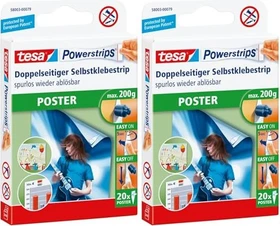 tesa Powerstrips Posterstrips weiß, Klebestreifen, 20 Stück