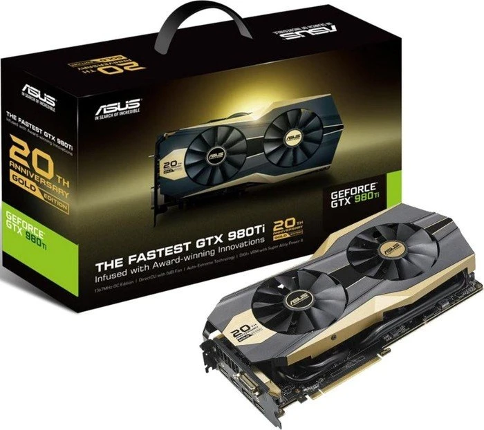 ASUS GeForce GTX 980 Ti 20th Anniversary Gold Edition, GOLD20TH-GTX980Ti-P-6G-GAMING, 6GB GDDR5, DVI, HDMI, 3x DP