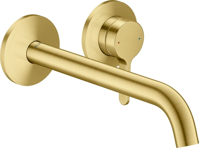Hansgrohe Axor One 2-Loch Waschbeckenarmatur für Wandmontage mit Hebelgriffen und Auslauf 220mm brushed brass