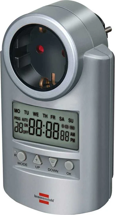Brennenstuhl Primera-Line DT digitale Wochenzeitschaltuhr, IP20, silber/grau