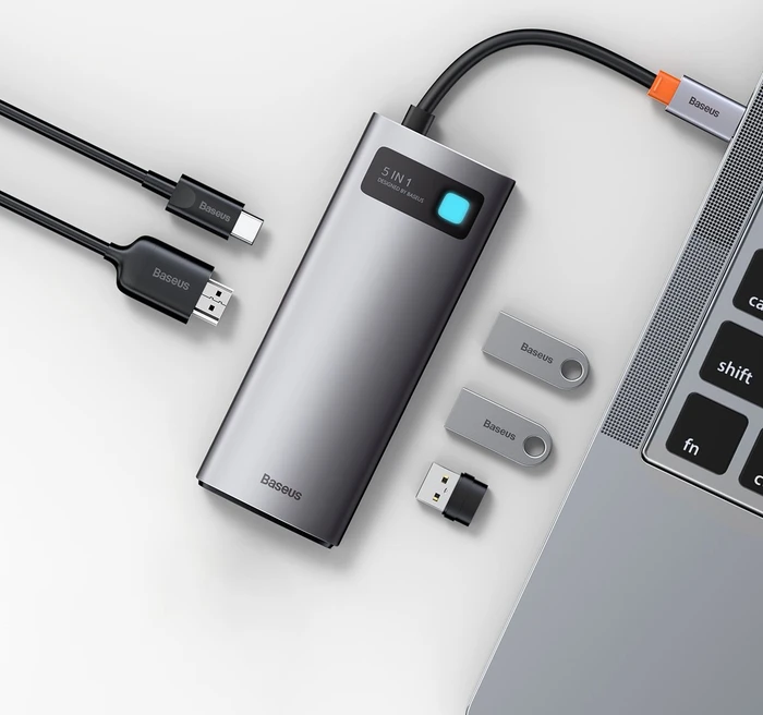 Baseus Metal Gleam 5-in-1 Hub, USB-C 3.0 [Stecker]