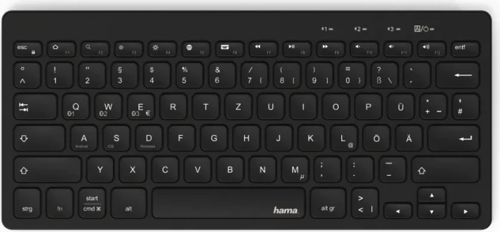 Hama KEY4ALL X2100 Multi-Device Tastatur mit Standfunktion, schwarz, Bluetooth, DE