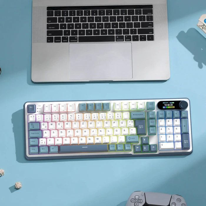 RK Royal Kludge S98, himmelblau, 96%, hot-swap, RK Linear Viridian, USB/Bluetooth, DE