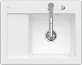 Villeroy & Boch Subway 45 Compact Einbau Becken rechts mit Ablauffernbedienung weiß alpin