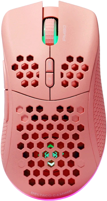 Deltaco PM80 Wireless Lightweight Gaming Mouse pink, USB/Bluetooth