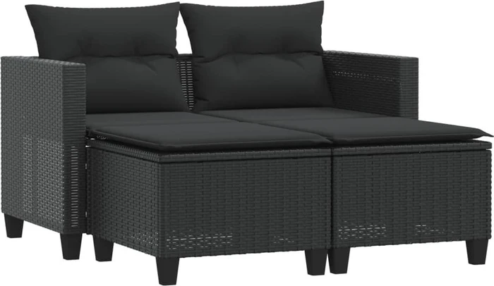 vidaXL Gartensofa 2-Sitzer mit Hockern