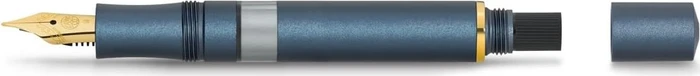 Kaweco Piston Sport AL Starter Set mit Tinte navy/gold, rechte Hand, extra fein