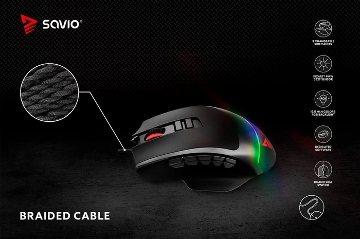 Savio Valiant RGB Gaming Mouse schwarz, USB