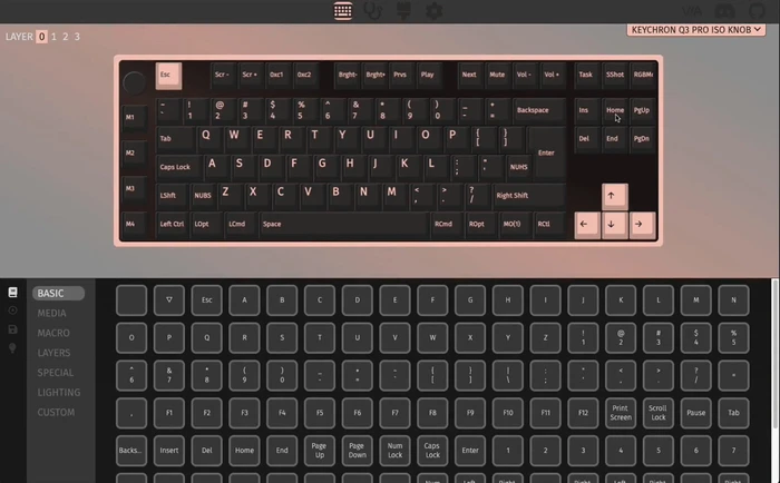 Keychron Q3 Pro SE, schwarz/blaugrau, LEDs RGB, hot-swap, Keychron K Pro BANANA, USB/Bluetooth, DE