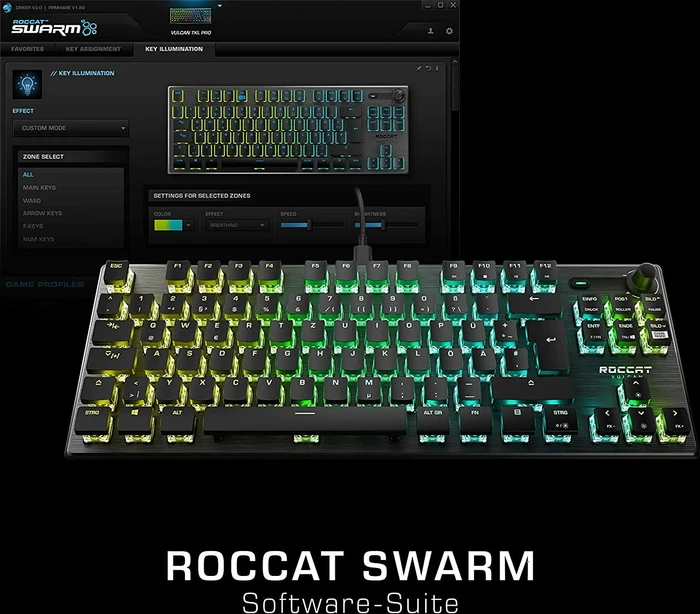Roccat Vulcan TKL Pro, LEDs RGB, schwarz, Titan Optical Linear, USB, DE