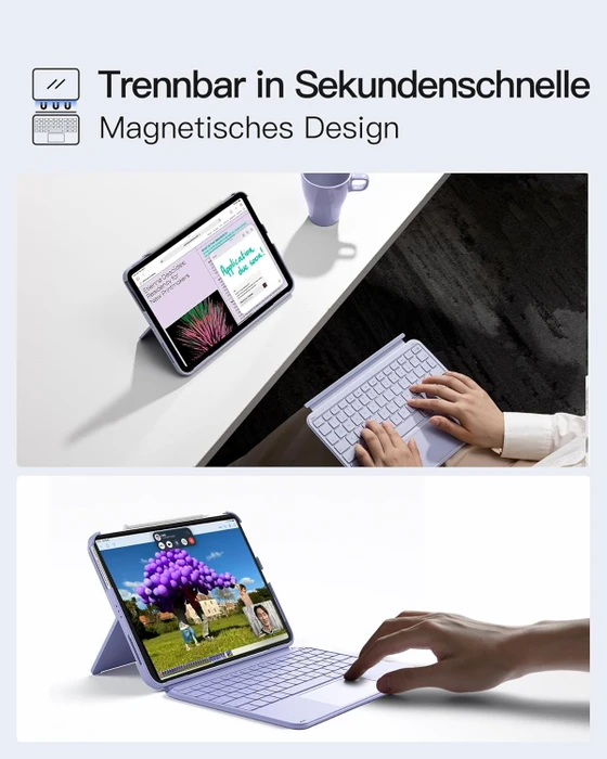 Inateck Ultraleicht Tastatur für iPad Air 6/iPad Air 5/iPad Pro 11", violett, DE