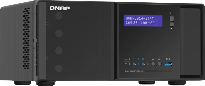 QNAP QGD-3014 Dual-System VM-Host & NAS Desktop Gigabit Smart Switch, 16x RJ-45, 2x RJ-45/SFP, 140W PoE+