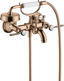 Hansgrohe Axor Montreux 2-Griff Wannenarmatur Aufputz mit Hebelgriffen polished red gold