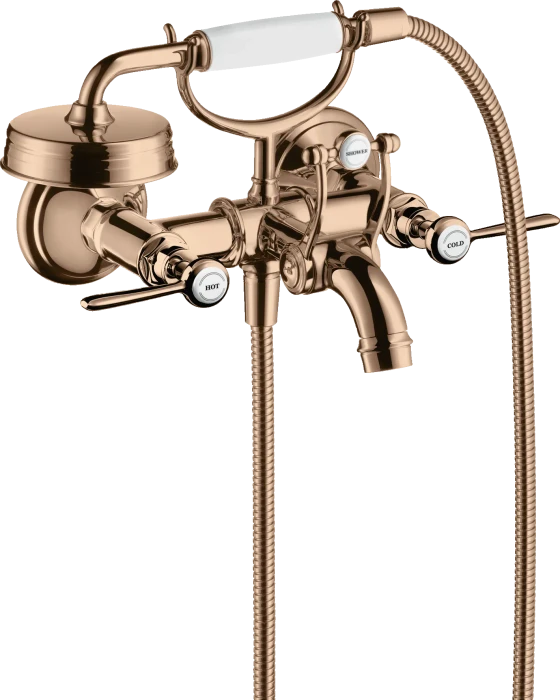 Hansgrohe Axor Montreux 2-Griff Wannenarmatur Aufputz mit Hebelgriffen polished red gold