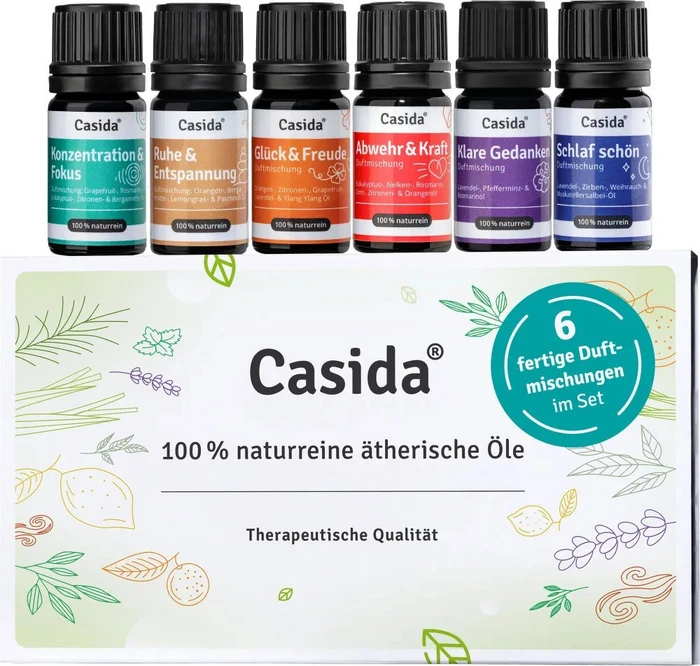 Casida Naturrein Ätherische Öle Duftöl-Variation, 30ml (6x 5ml)